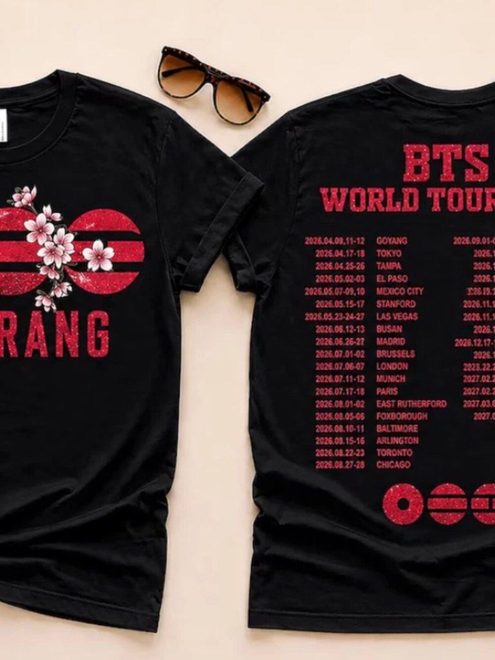 BTS World Tour Arirang Shirt 2 Sides, K-Pop Merch 2026 T Shirt - Picture 1 of 4